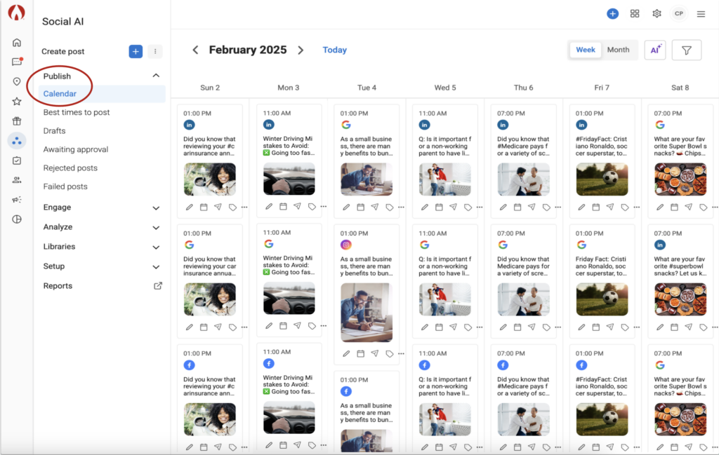 Content Scheduler within BrightFire's New Social Media Dashboard